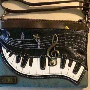 Chala Music Note Crossbody Bag - Black and White